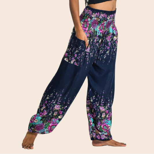 Blue Floral Harem Pants