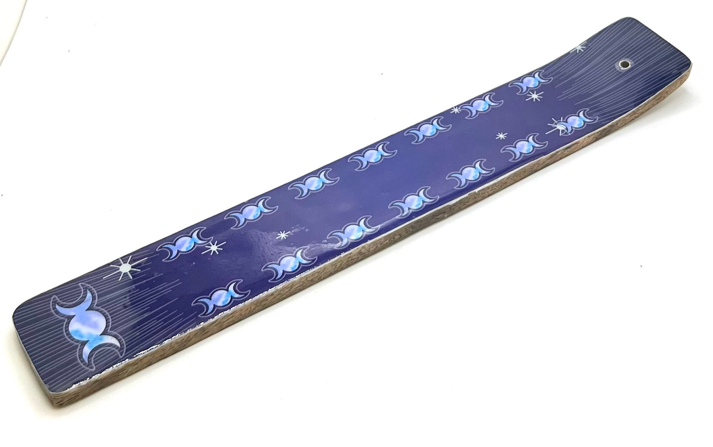 Wood Incense Holder Triple Moon 10"