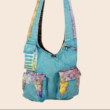 Cotton Sling Bag With Tie-Dyed Exterior Pockets
