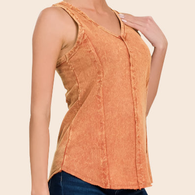Crinkle Washed Terry Raw Edge Top
