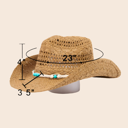 Braided Strap Straw Western Cowboy Hat