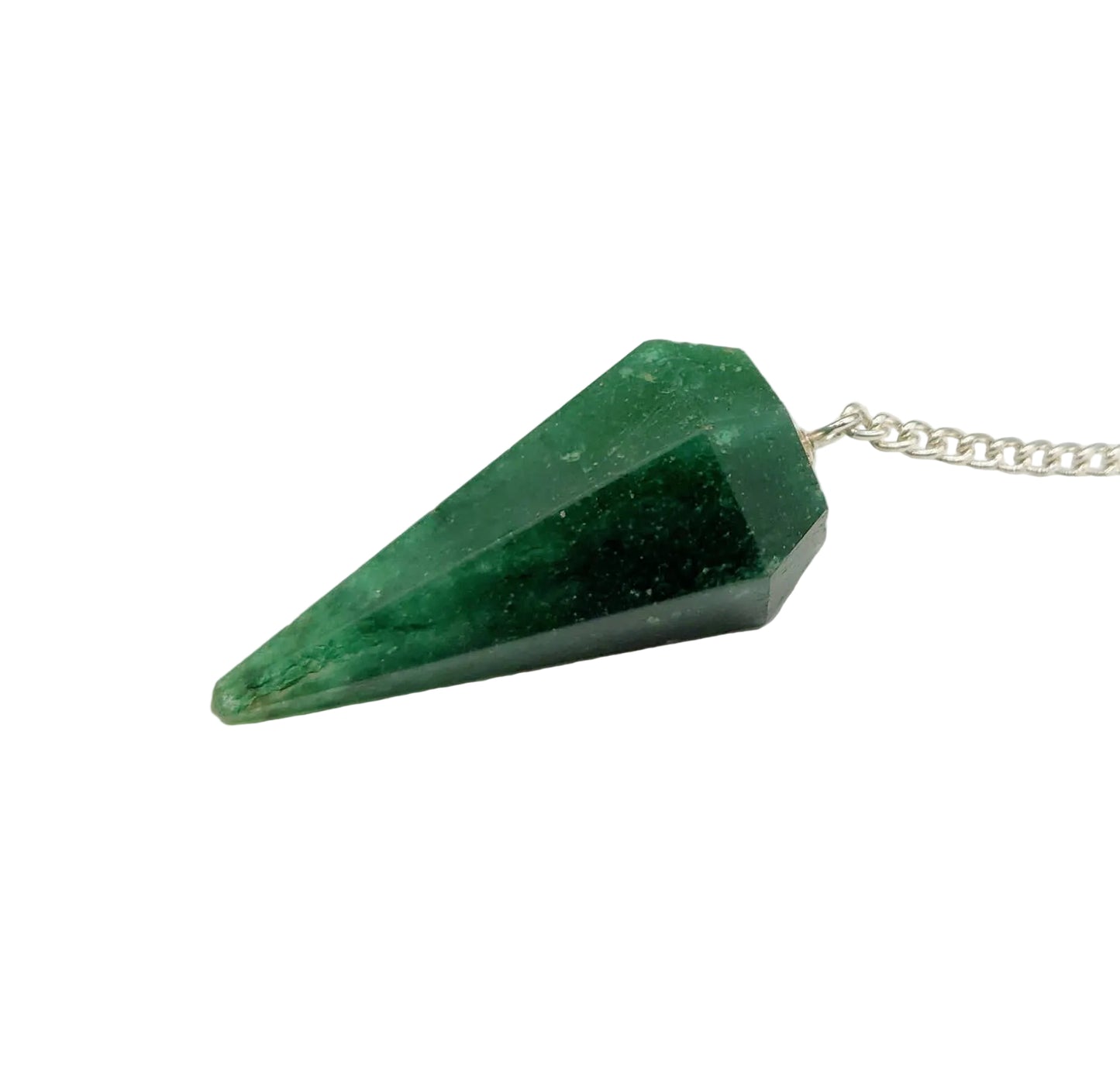 Jade Pendulum w/Chakra Beads-Silver Plate Chain