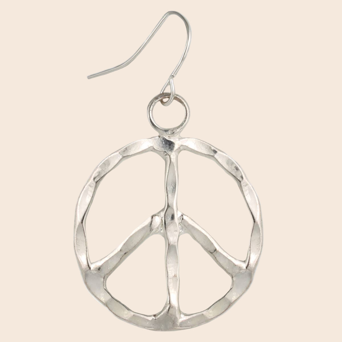 Woodstock Vibes Silver Peace Sign Earring