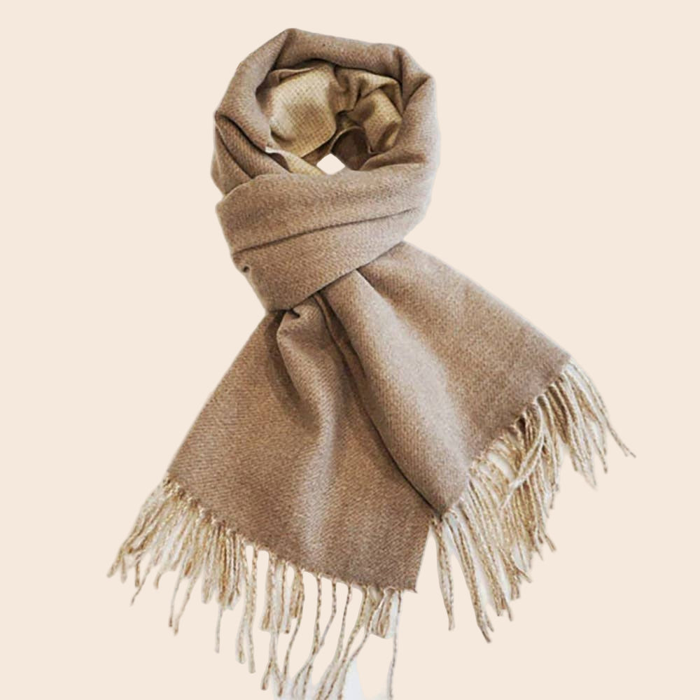Two-Tone Cashmere Feel Fringe Edge Scarf