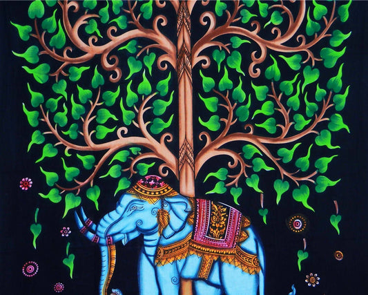Elephant Tree Tapestry Wall Decor Beach Throw 80” X 50”