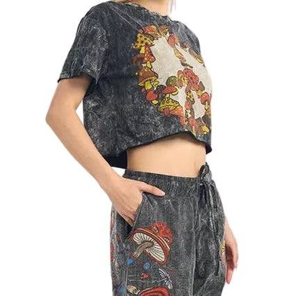 Mushroom Peace Sign Crop Top