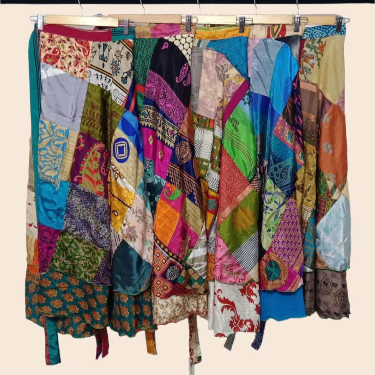 Patchwork Maxi Wrap Skirt