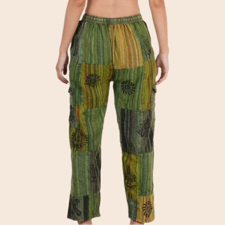 Solid Color Patchwork Pants