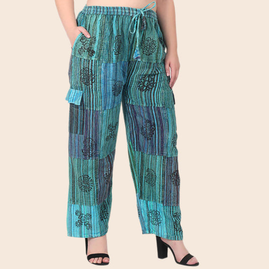 Solid Color Patchwork Pants