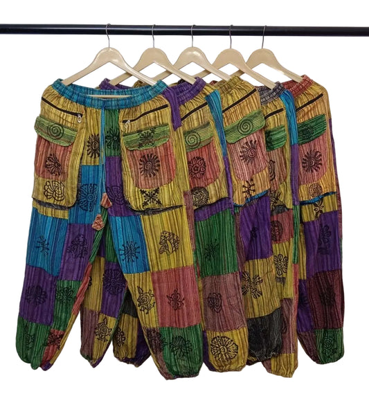 Square Pocket Multicolor Patchwork Pants