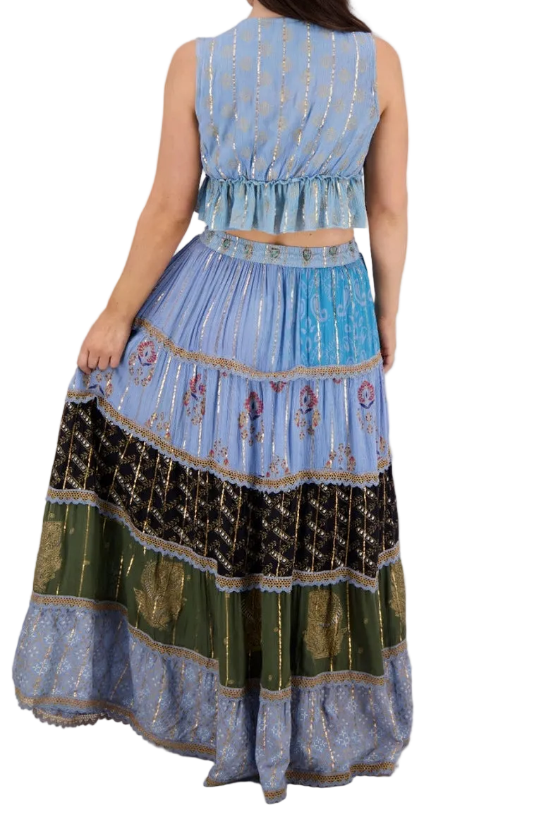 Lurex Rayon Matching Skirt and Top Set