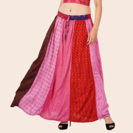 Patchwork Stripe Maxi Skirt