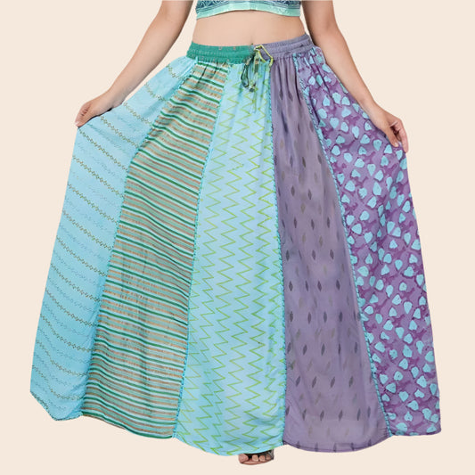Patchwork Stripe Maxi Skirt