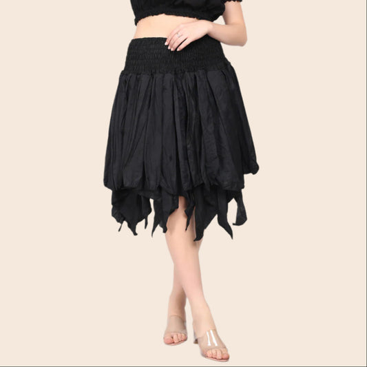 Black Recycled Sari  Fairy Skirt