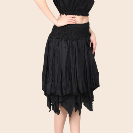 Black Recycled Sari  Fairy Skirt