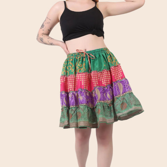 Patchwork Tiered Skirt