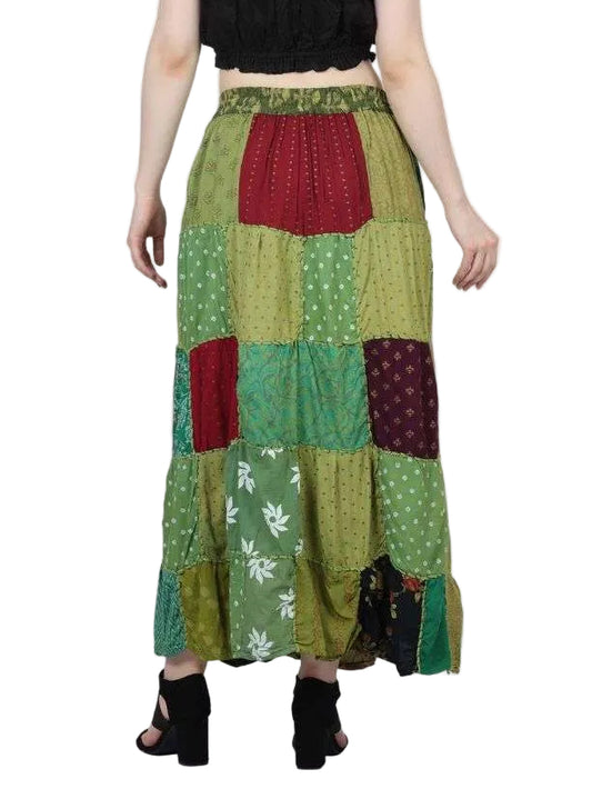 Patchwork Hand Thread Work Maxi Skirt
