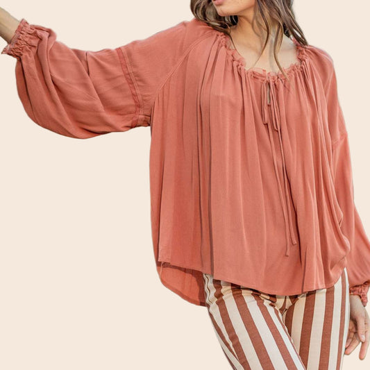 Peasant Top With Trim Details