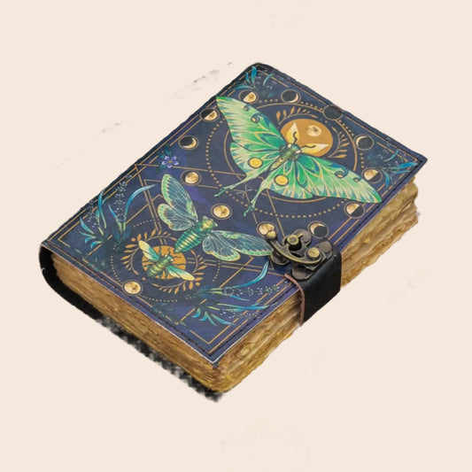 Moth Print Leather Journal