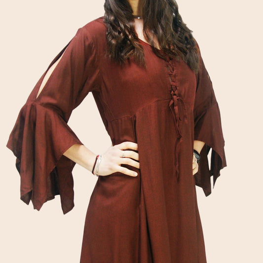 Lee Freely Fairy Dress with Slit Sleeves and Ties on Chest
