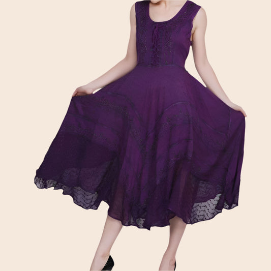 Lace Up Front Midi Dress