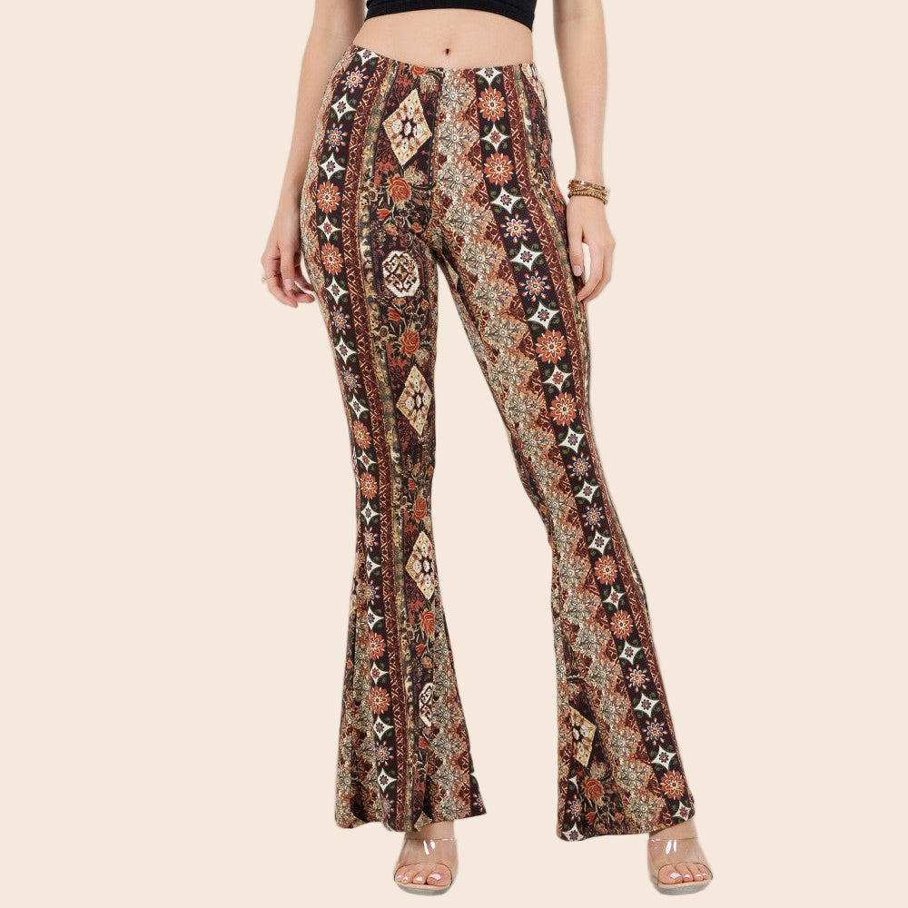 Autumn Printed Flare Pants