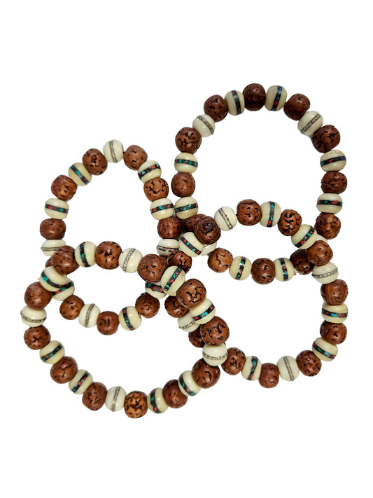 Rudraksha & Bone Beaded Bracelet