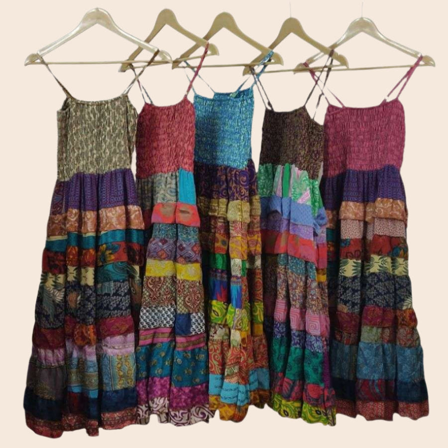 Smocked Bodice Ruffle Frill Dress