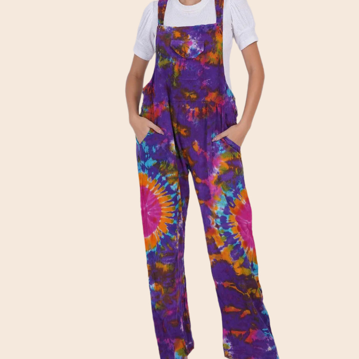 Cotton Tie-Dye Overalls