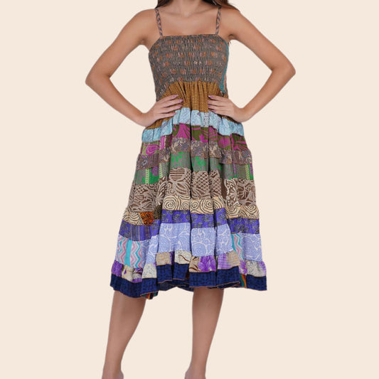 Smocked Bodice Ruffle Frill Dress