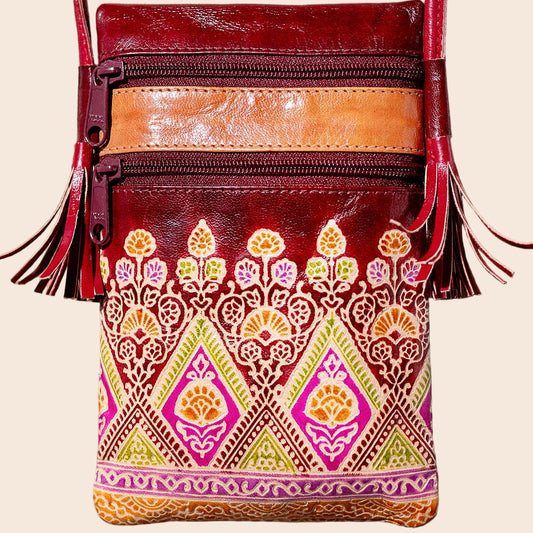 Hand-painted Genuine Leather Cellphone Bag