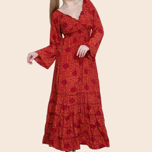 Long Sleeve Off-the-Shoulder Maxi Dress