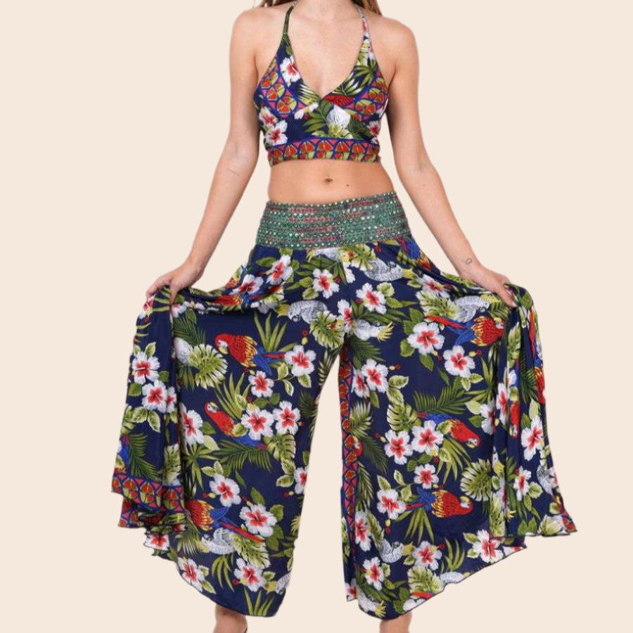 Halter Top and Palazzo Pants Matching Set