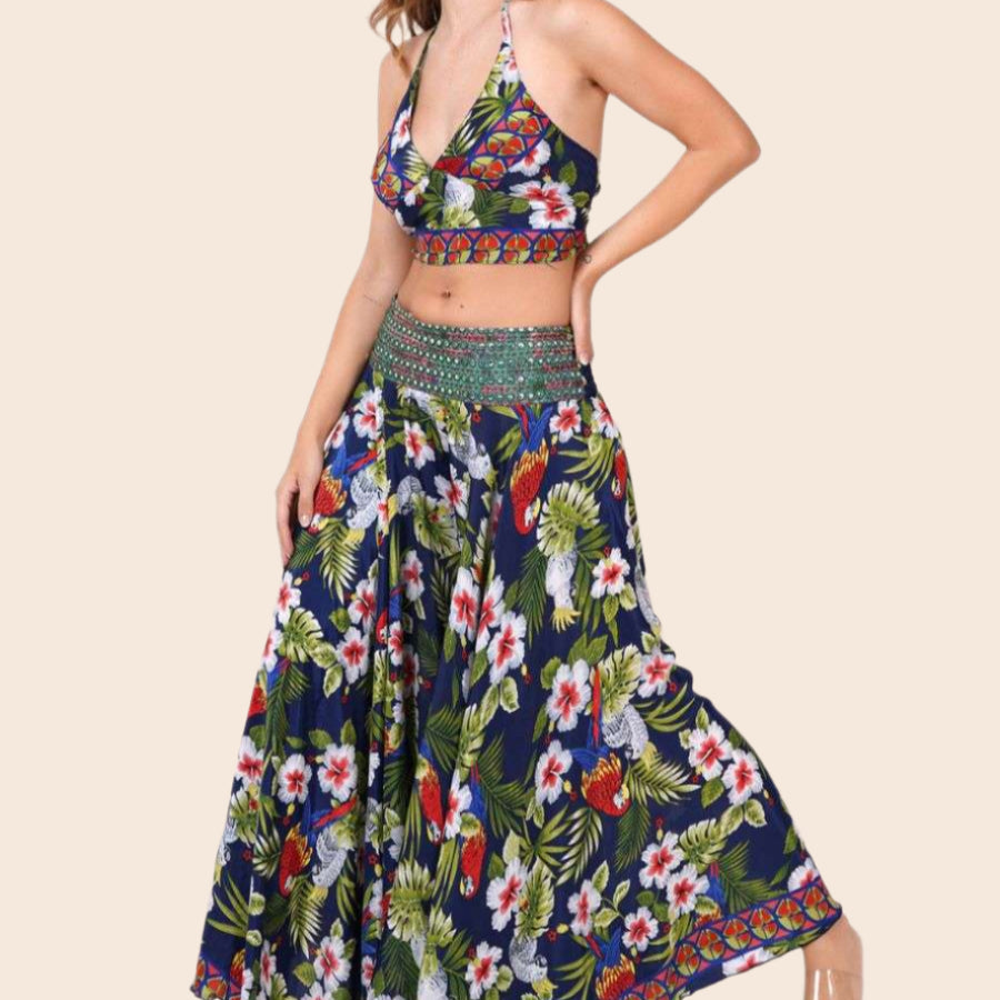 Halter Top and Palazzo Pants Matching Set