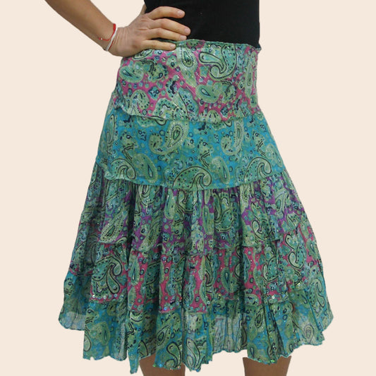 Mid Length Paisley Skirt with Zipper