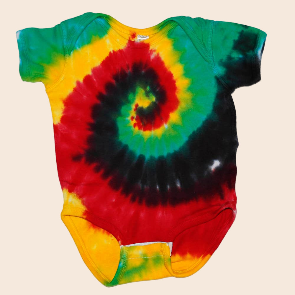 Tie Dye Baby Bodysuit One Piece Romper Rasta Spiral