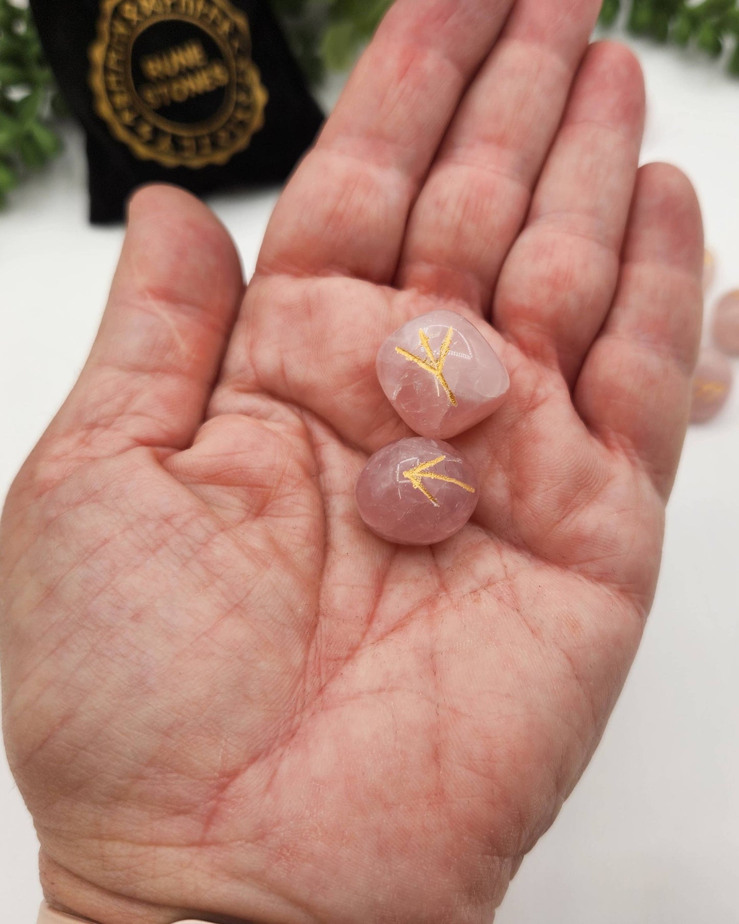 Rose Quartz Rune Sets & Velvet Pouch and Grid