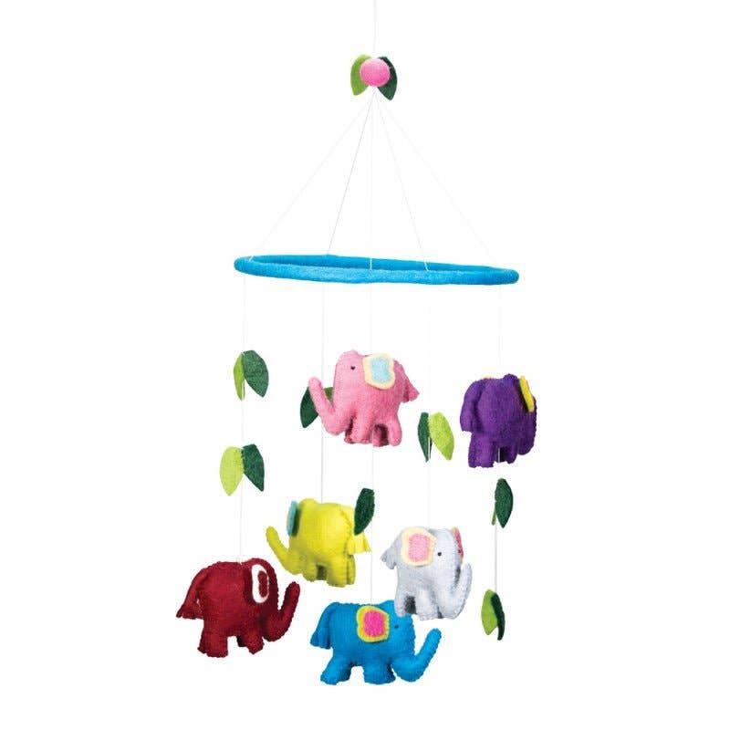 Felted Stuffed Elephant Mobile Hanging