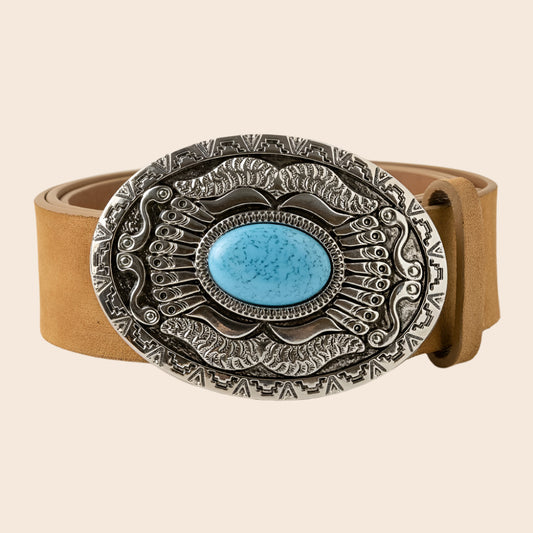 Oval Western Concho Oversized Buckle Belt