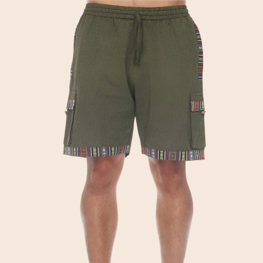 Cotton Stripe Border Boho Hippie Shorts