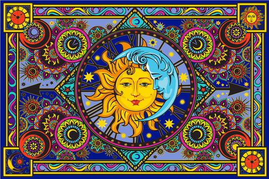 3D Sun Moon Clock Tapestry