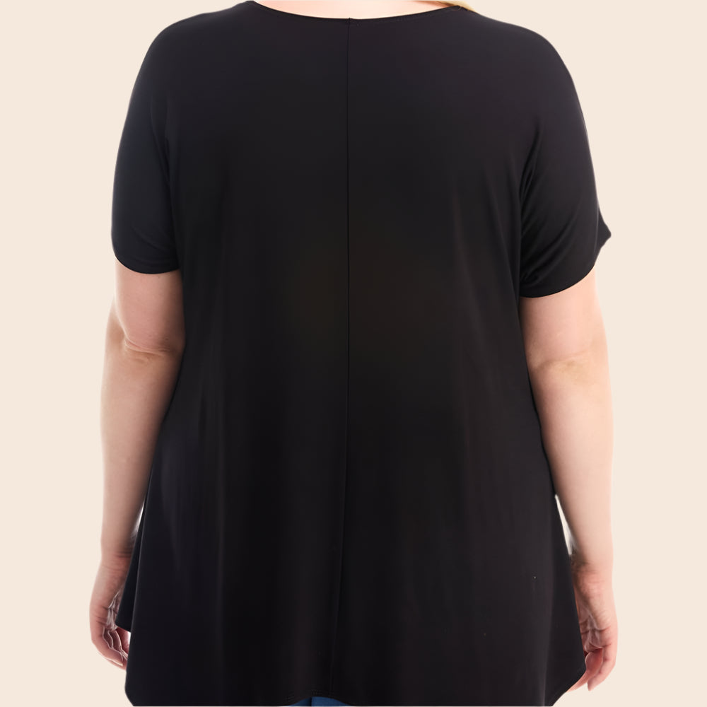 Plus Size Asymmetric Short Sleeve Tunic