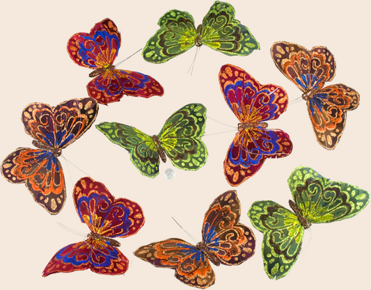 Olive & Wine Glitter Butterfly Garland