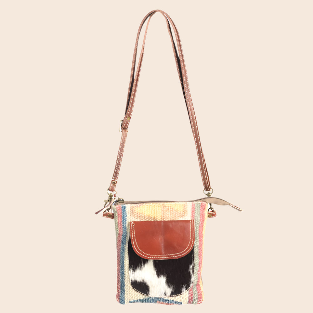Recycled Rug With Cowhide Crossbody