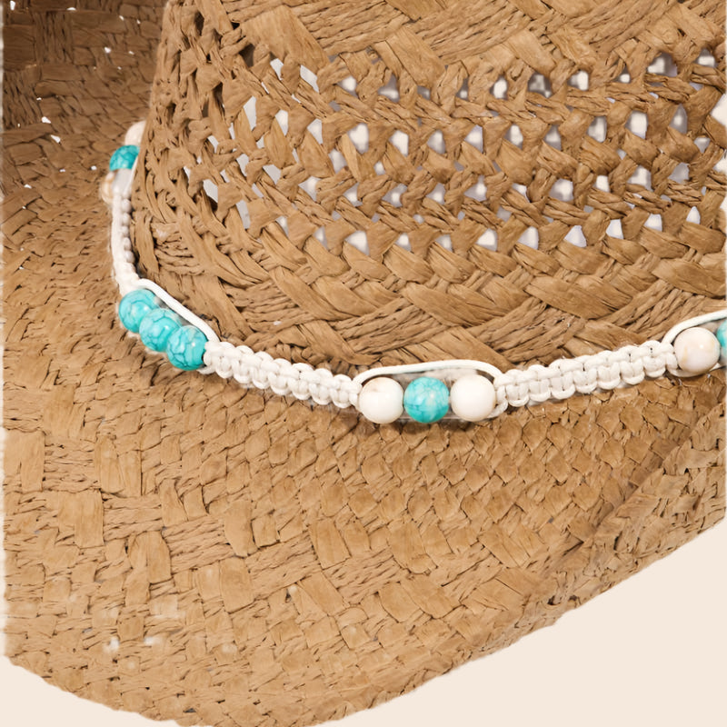 Braided Strap Straw Western Cowboy Hat