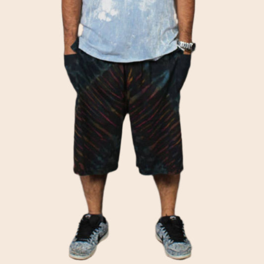 Cotton Men's Long Cargo Short With Pockets Mudmee Tie Dye