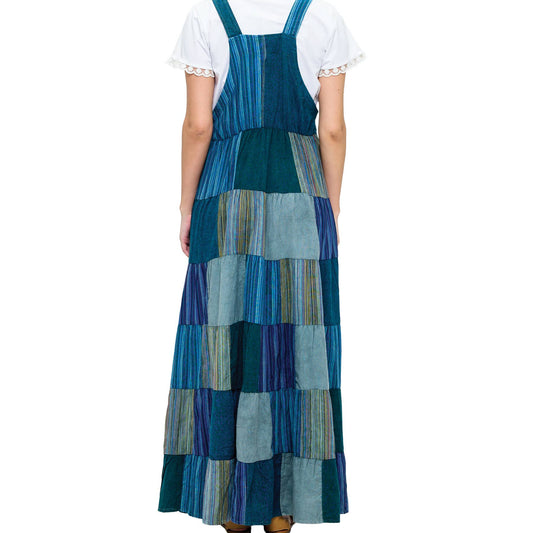 Hippie Boho Print Patchwork Overall Maxi Dress