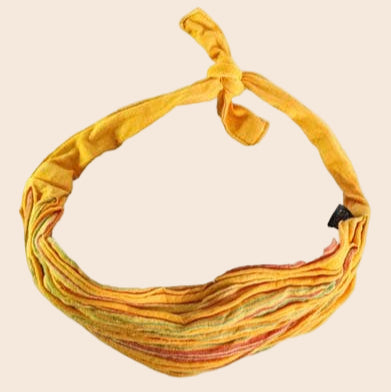 Cotton Boho Headband with Yellow Stripes