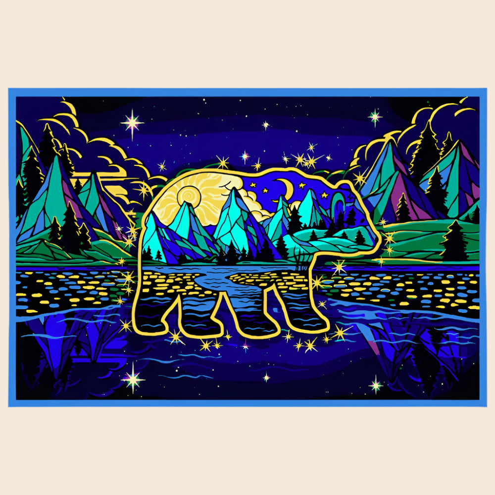3D Celestial Bear Tapestry