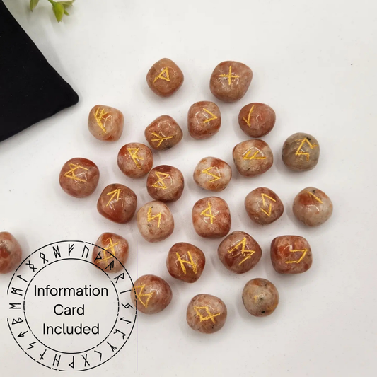 Sunstone Rune Sets with Velvet Pouch